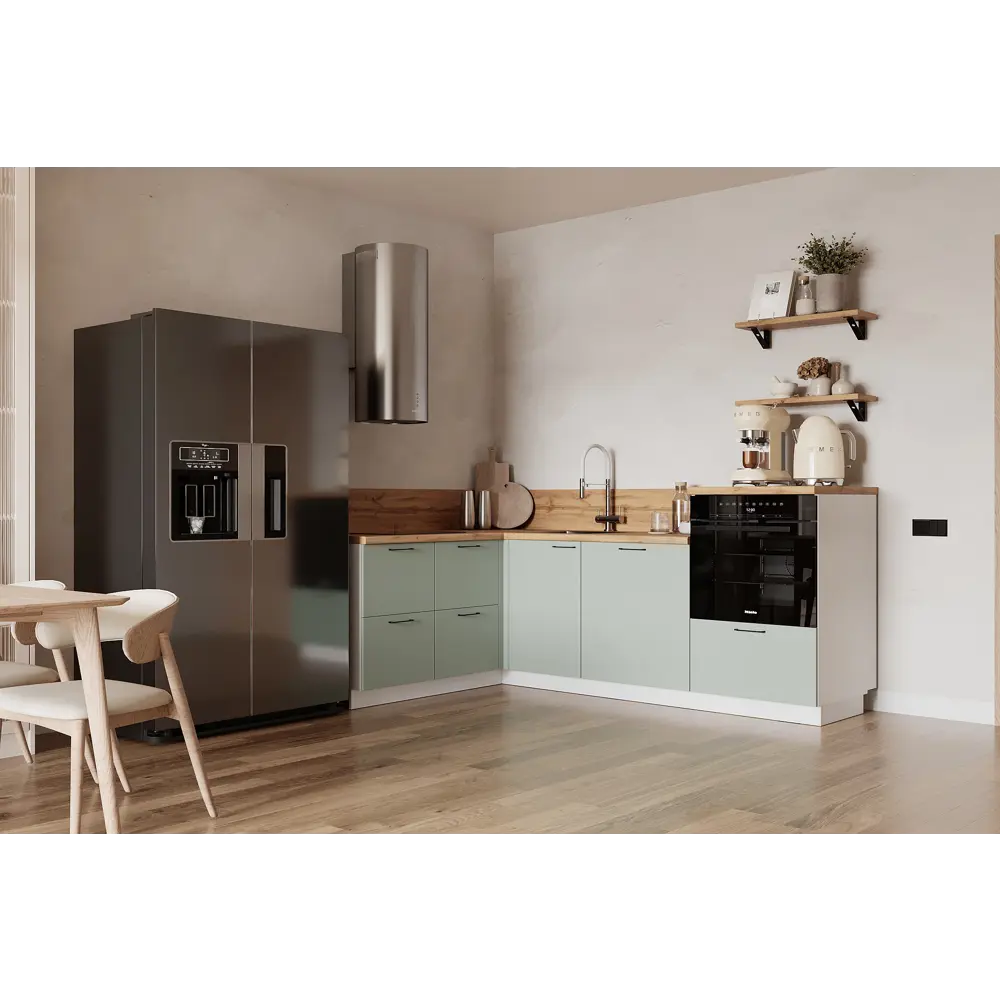 Фото Кухонный гарнитур Лизет Арника 00-00287772 375x240x60 см ЛДСП цвет зеленый