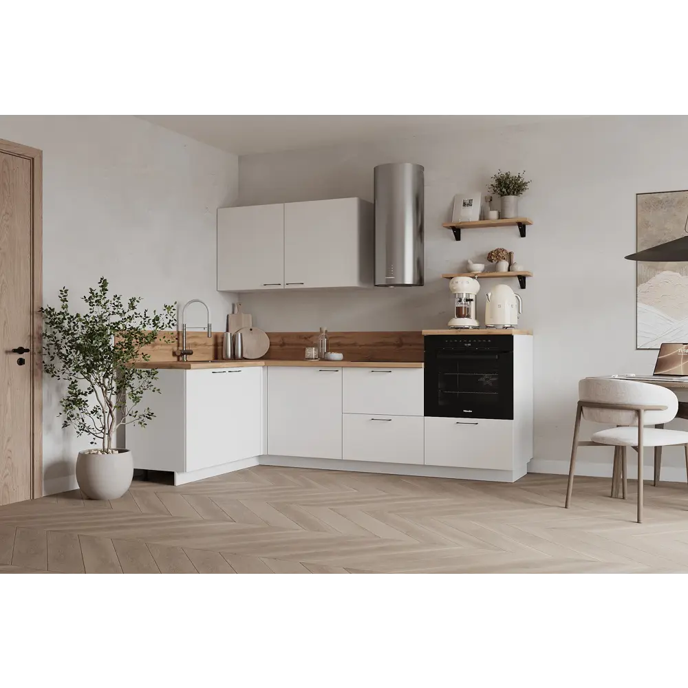 Фото Кухонный гарнитур Лизет Арника 00-00287829 390x240x60 см ЛДСП цвет белый