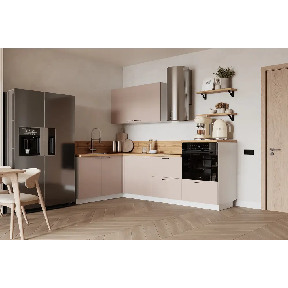 Фото Кухонный гарнитур Лизет Арника 00-00287751 390x240x60 см ЛДСП цвет коричневый