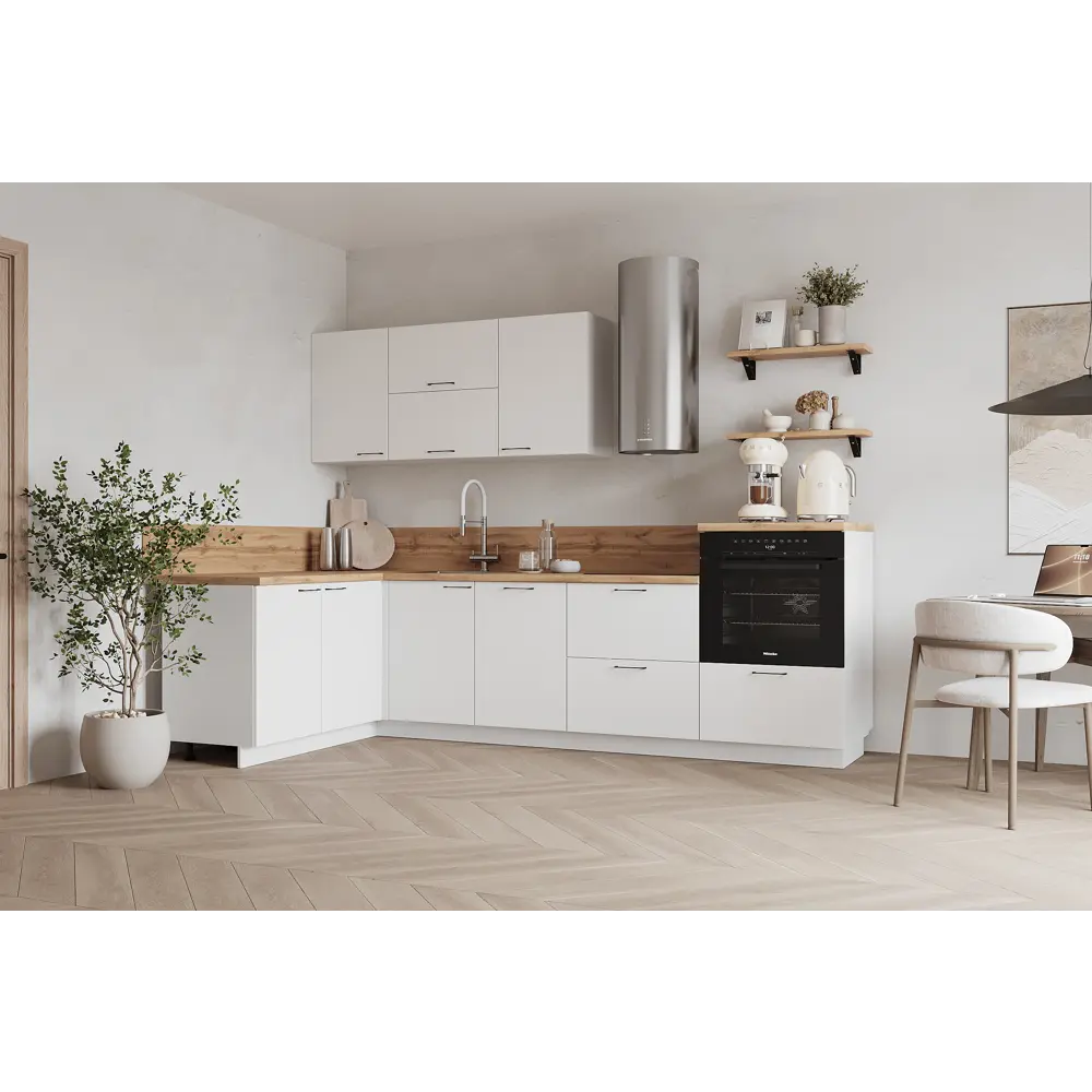 Фото Кухонный гарнитур Лизет Арника 00-00287832 420x240x60 см ЛДСП цвет белый Фото Кухонный гарнитур Лизет Арника 00-00287832 420x240x60 см ЛДСП цвет белый