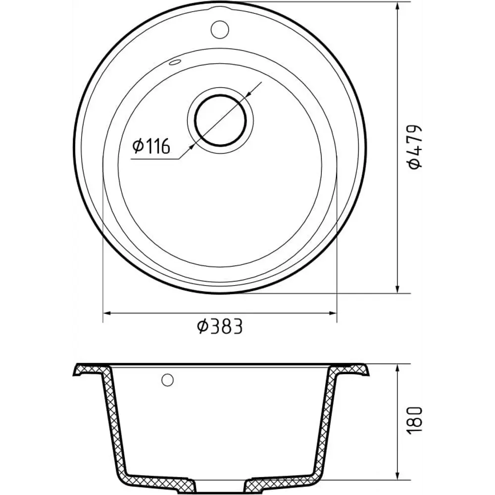 Фото 4 Мойка для кухни врезная Granfest Z-08 47.8x47.8 см глубина чаши 18 см кварцевый песок цвет серый