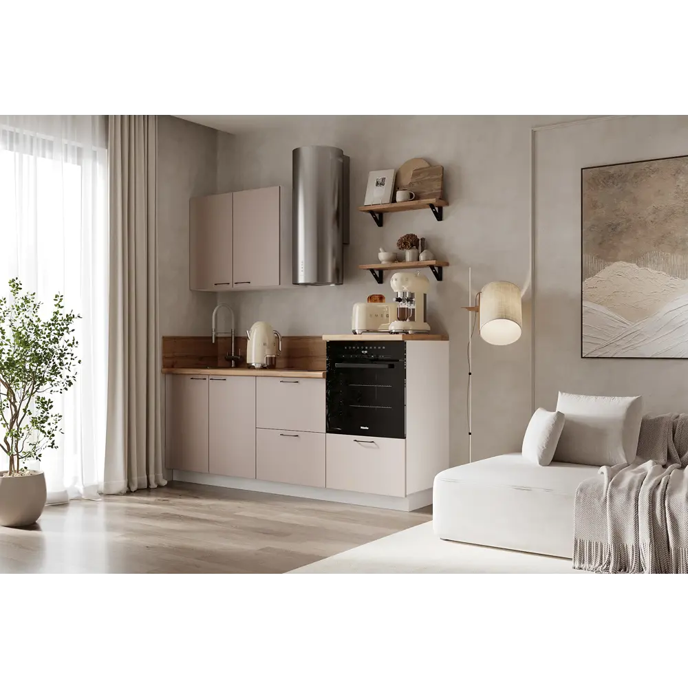 Фото Кухонный гарнитур Лизет Арника 00-00285655а 210x240x60 см ЛДСП цвет бежевый