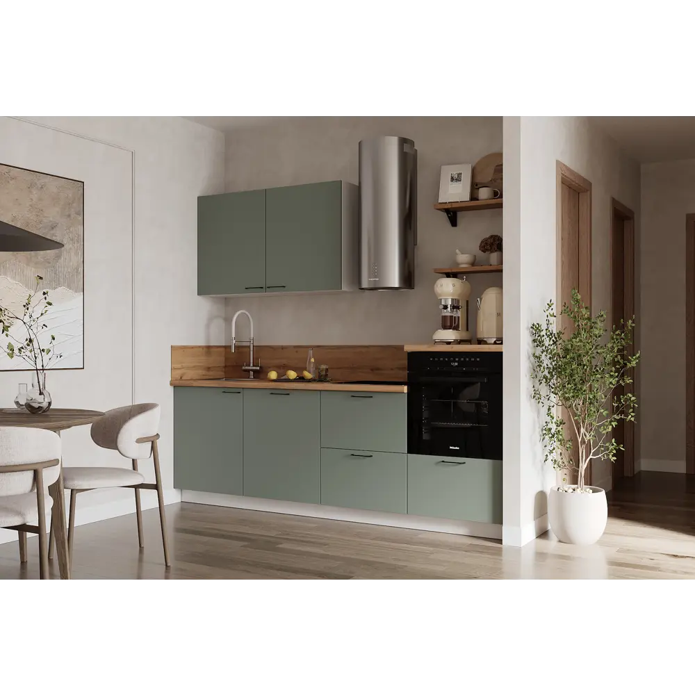 Фото Кухонный гарнитур Лизет Арника 00-00286125а 240x240x60 см ЛДСП цвет зеленый