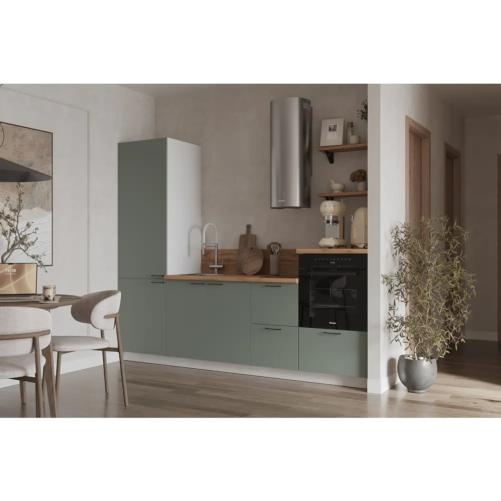Фото Кухонный гарнитур Лизет Арника 00-00286144а 255x240x60 см ЛДСП цвет зеленый Фото Кухонный гарнитур Лизет Арника 00-00286144а 255x240x60 см ЛДСП цвет зеленый