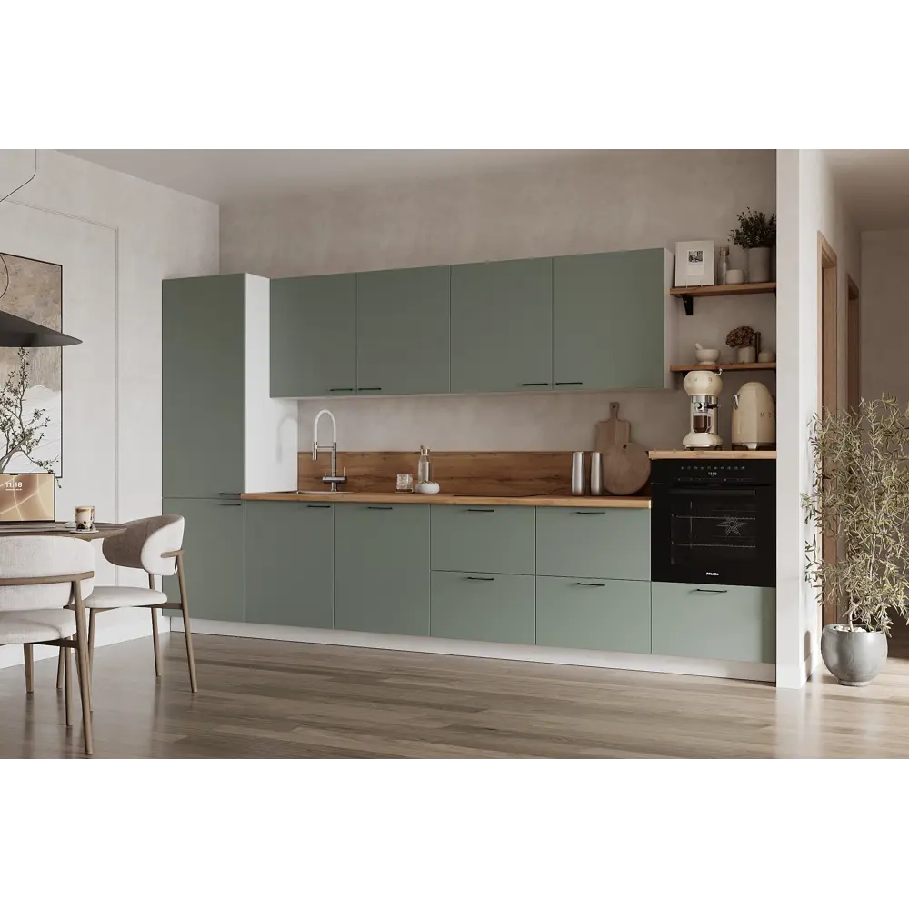 Фото Кухонный гарнитур Лизет Арника 00-00286163а 360x240x60 см ЛДСП цвет зеленый Фото Кухонный гарнитур Лизет Арника 00-00286163а 360x240x60 см ЛДСП цвет зеленый