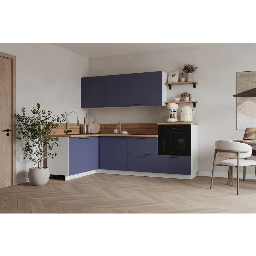 Фото Кухонный гарнитур Лизет Арника 00-00287854а 390x240x60 см ЛДСП цвет синий Фото Кухонный гарнитур Лизет Арника 00-00287854а 390x240x60 см ЛДСП цвет синий