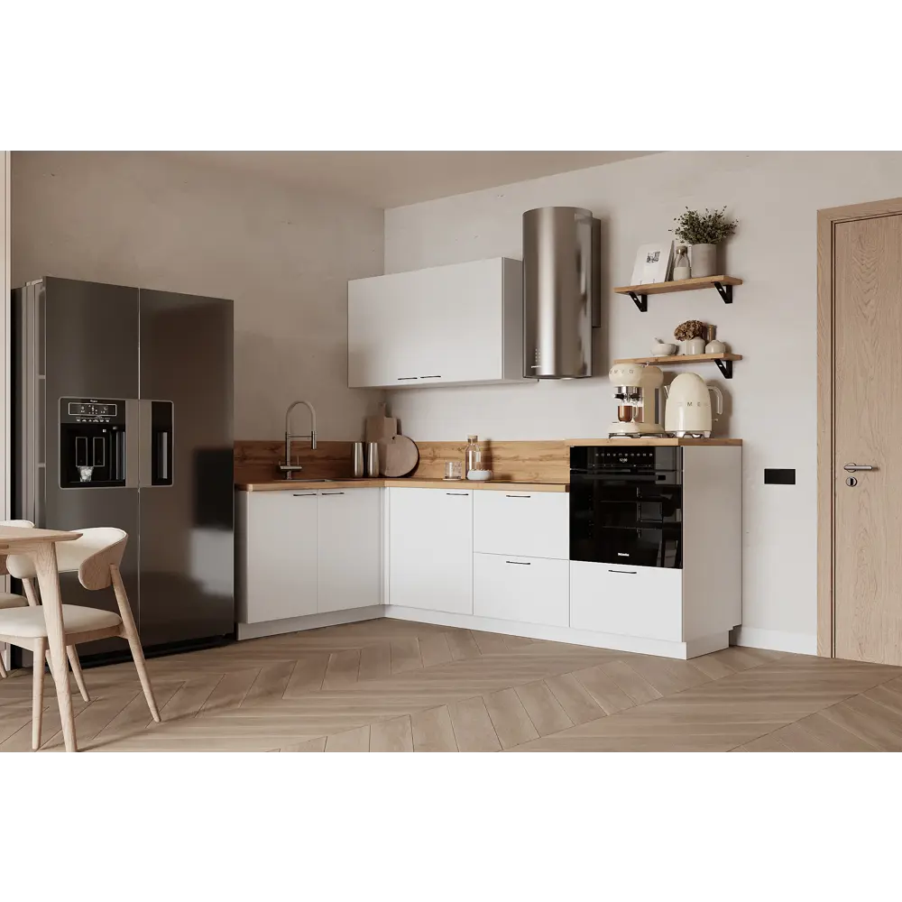 Фото Кухонный гарнитур Лизет Арника 00-00287804а 390x240x60 см ЛДСП цвет белый Фото Кухонный гарнитур Лизет Арника 00-00287804а 390x240x60 см ЛДСП цвет белый