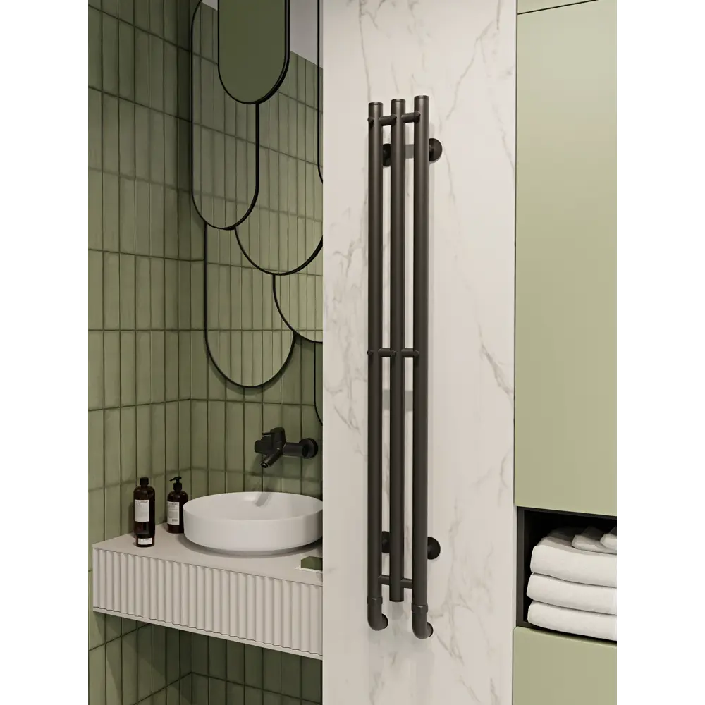 Фото 8 Полотенцесушитель водяной i-образный Myspace Aquario 1200x172 мм нижняя подводка нержавеющая сталь цвет черный Фото 8 Полотенцесушитель водяной i-образный Myspace Aquario 1200x172 мм нижняя подводка нержавеющая сталь цвет черный