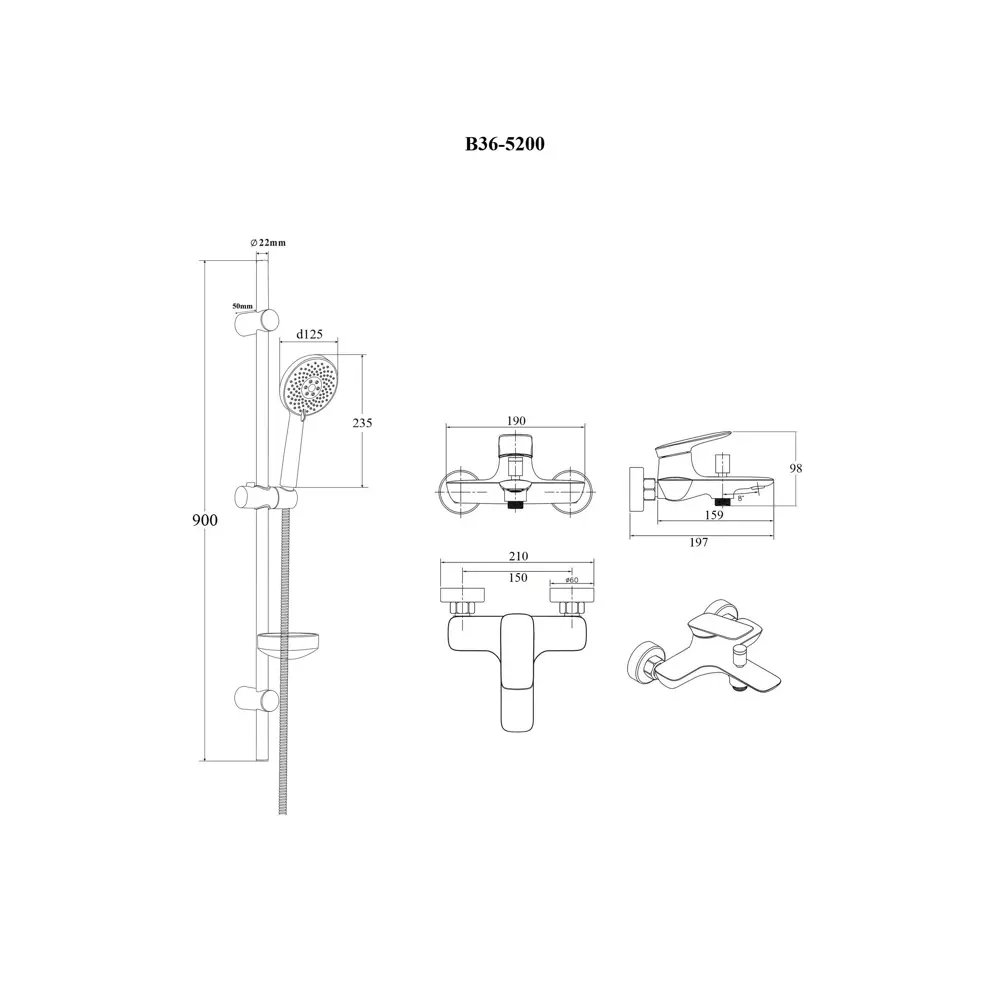 Фото 2 Душевой комплект Bond Circle B36-5200 70.50см цвет хром