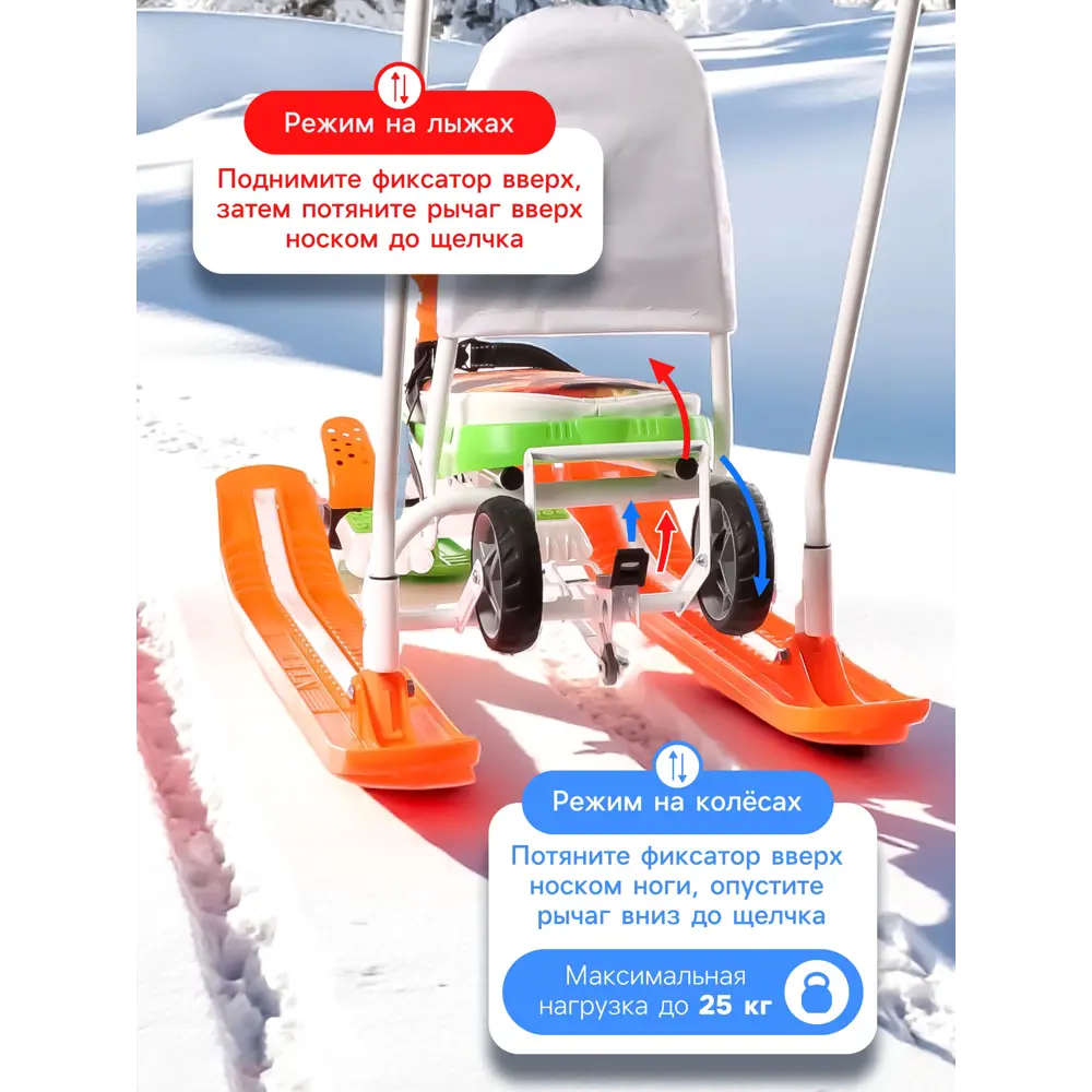 Фото 5 Снегокат Nika Тимка спорт 6 Чебурашка 10479834 46x97 см до 100 кг