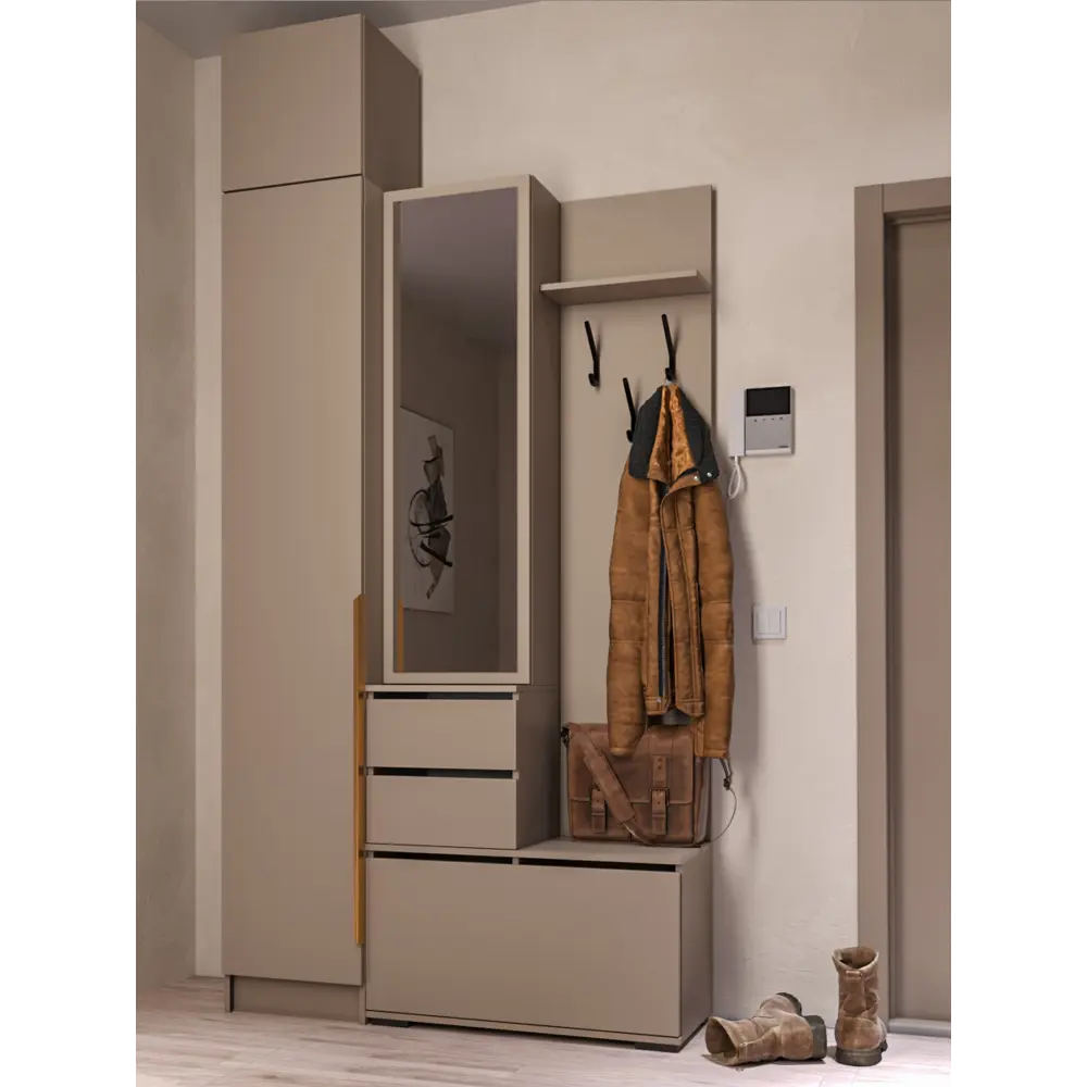 Фото 2 Комплект мебели для прихожей Homegrad Boston gold В2 120x250x35.3 см ЛДСП цвет бежевый Фото 2 Комплект мебели для прихожей Homegrad Boston gold В2 120x250x35.3 см ЛДСП цвет бежевый