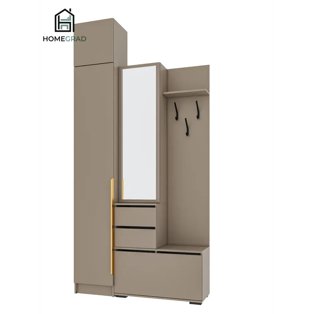 Фото 5 Комплект мебели для прихожей Homegrad Boston gold В2 120x250x35.3 см ЛДСП цвет бежевый Фото 5 Комплект мебели для прихожей Homegrad Boston gold В2 120x250x35.3 см ЛДСП цвет бежевый