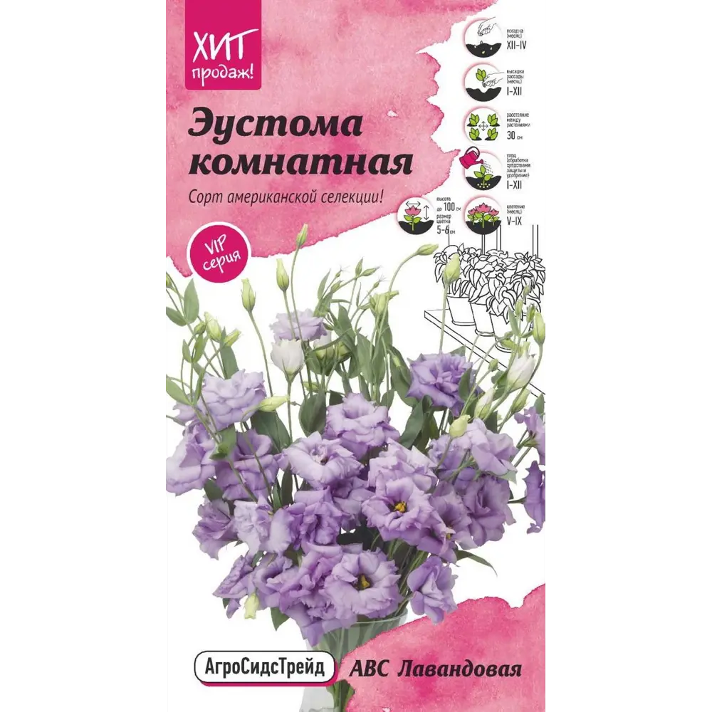 Фото 3 Семена цветов Агросидстрейд эустома комнатная АВС Лавандовая