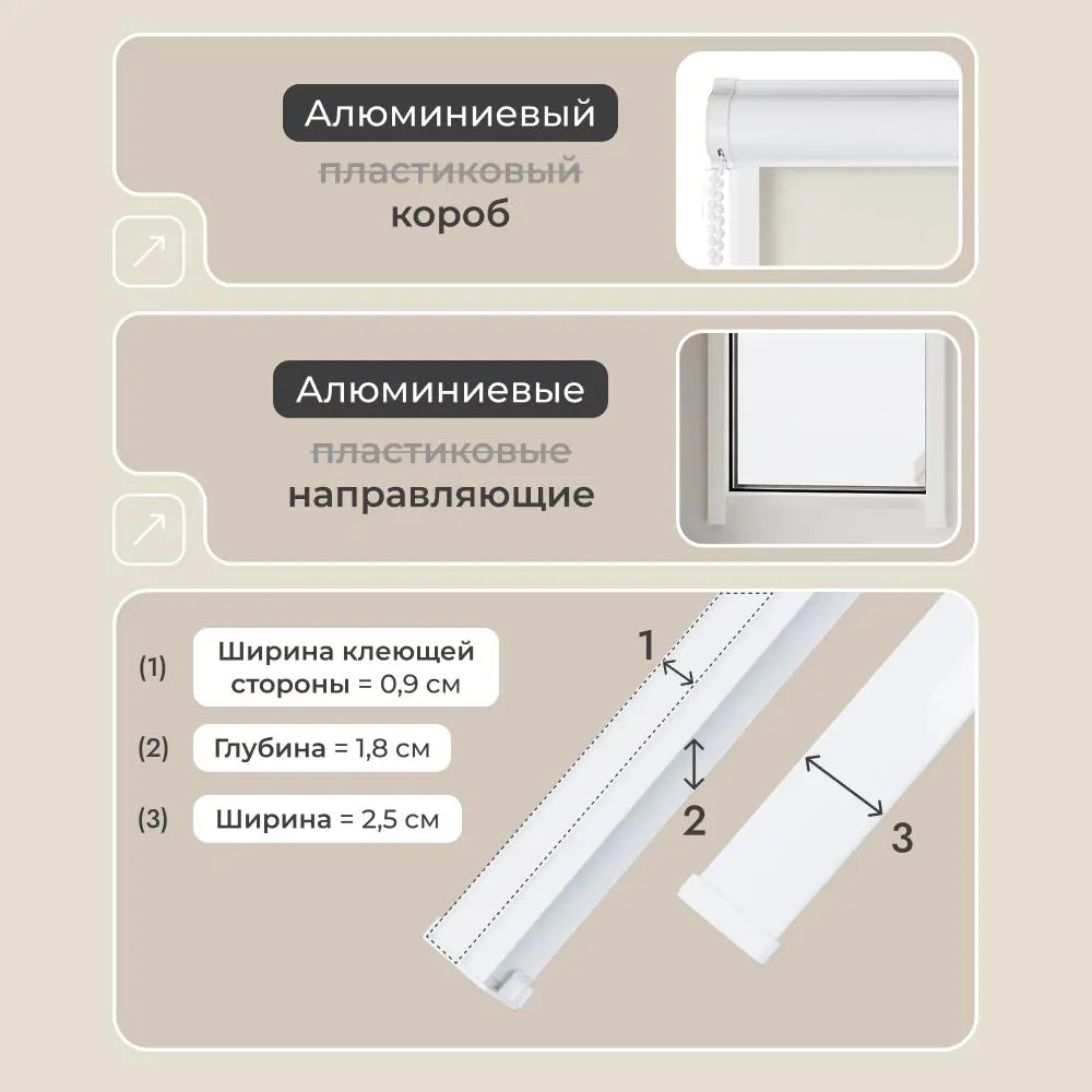 Фото 8 Рулонная штора блэкаут Унистайл LKRBLBEZ048150, 48x150 см, цвет бежевый