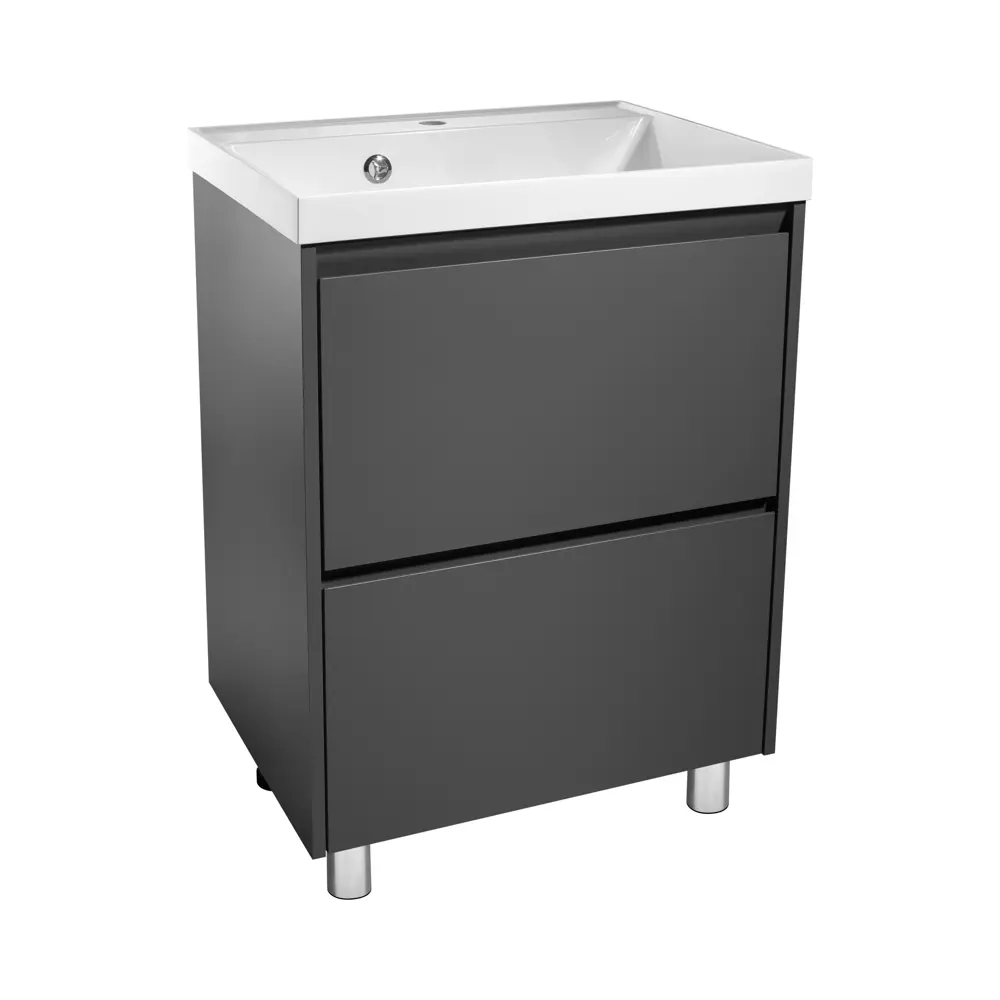 Фото 2 Тумба под раковину напольная Stella polar Борнео 60 SP-00001385 60см цвет графит матовый Фото 2 Тумба под раковину напольная Stella polar Борнео 60 SP-00001385 60см цвет графит матовый