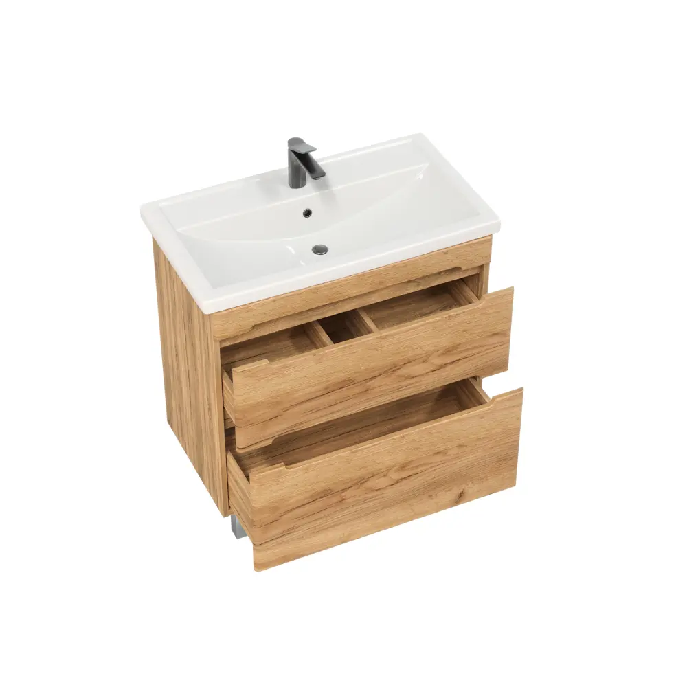 Фото 3 Тумба с раковиной Ruvann Aqvi 70 раковина Фостер 70 напольная цвет Голд крафт