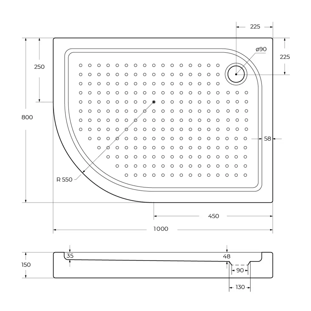 Фото 8 Душевой поддон Belbagno TRAY-BB-RH-100/80-550-15-W-R ассиметричный акрил 80x100см