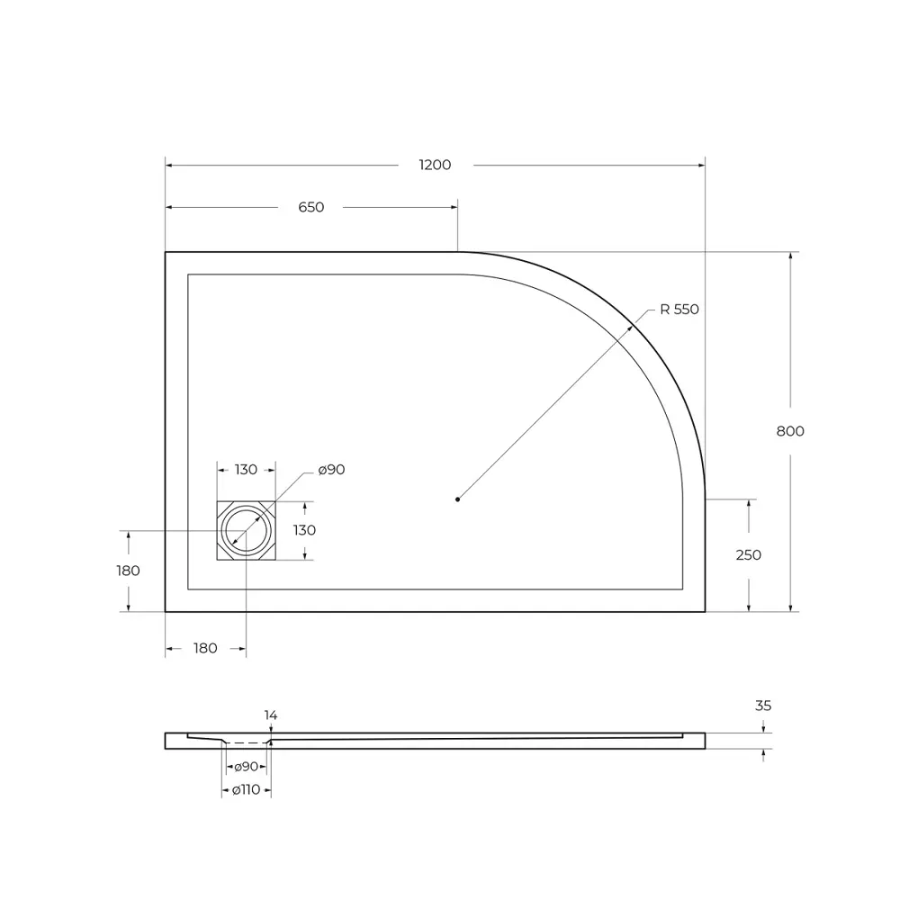 Фото 8 Душевой поддон Belbagno Uno TRAY-MR-UNO-RH-120/80-550-35-W-R-CR ассиметричный искусственный камень 80x120см