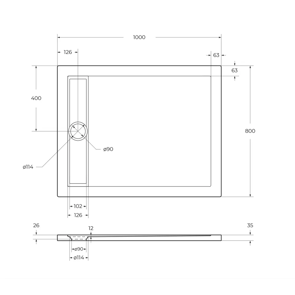 Фото 6 Душевой поддон Belbagno TRAY-BB-DUE-A-100-4-W0 квадрат акрил 100x100см