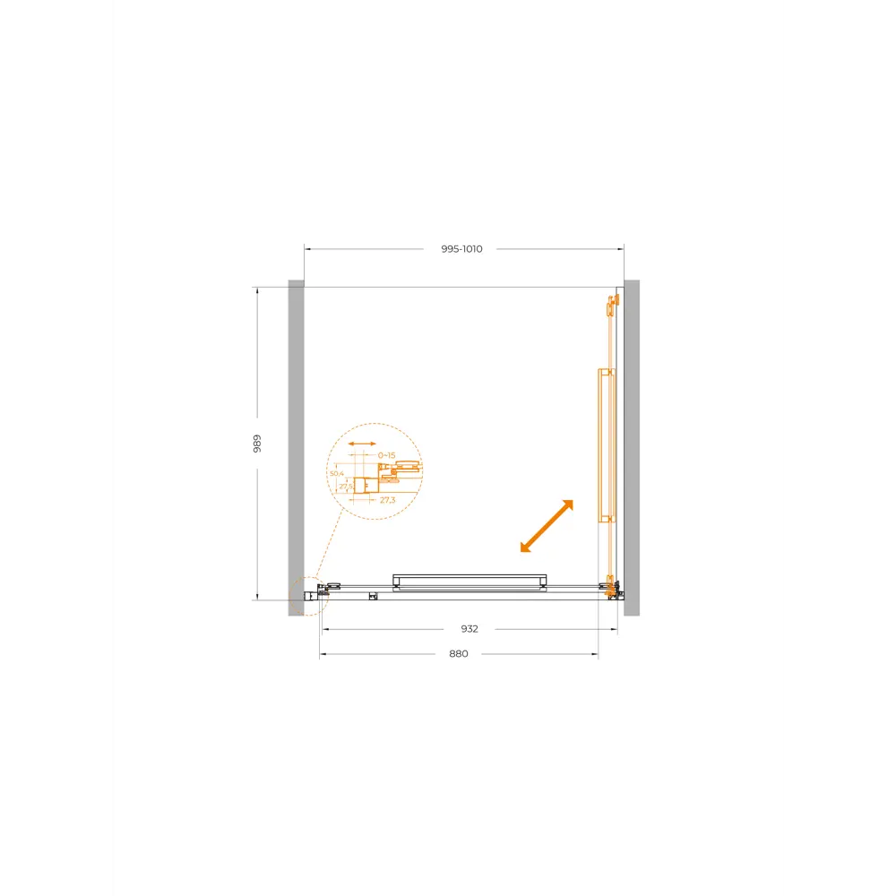 Фото 9 Душевая дверь Cezares LUX-B-FS-1-100-C-BORO 100см раздвижная стекло прозрачное Фото 9 Душевая дверь Cezares LUX-B-FS-1-100-C-BORO 100см раздвижная стекло прозрачное