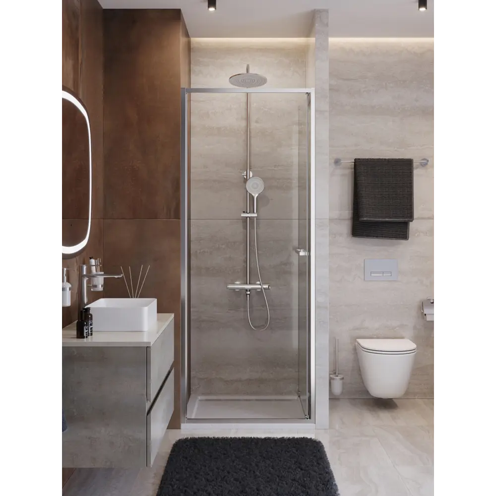 Фото 3 Душевая дверь Cezares LUX-B-FS-1-80-C-CR 80см раздвижная стекло прозрачное