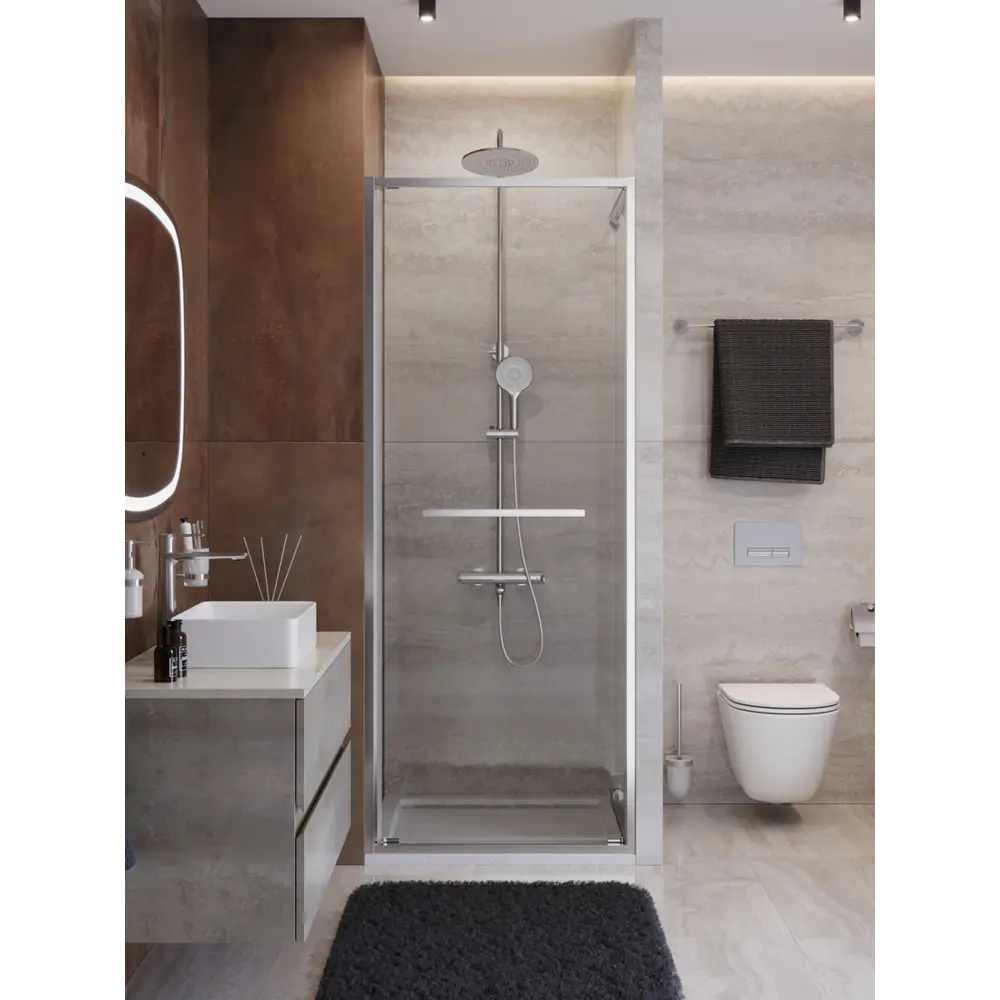 Фото Душевая дверь Cezares LUX-B-FS-1-80-C-CR 80см раздвижная стекло прозрачное