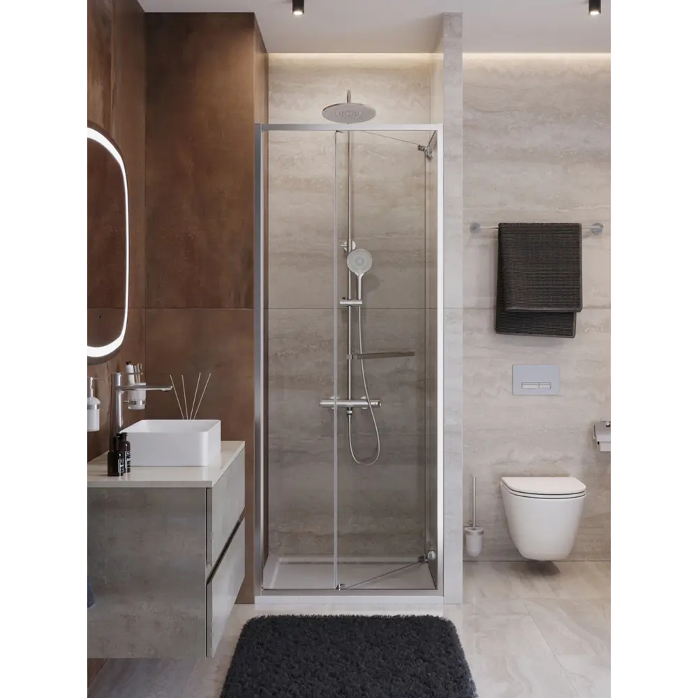 Фото 2 Душевая дверь Cezares LUX-B-FS-1-90-C-CR 90см раздвижная стекло прозрачное