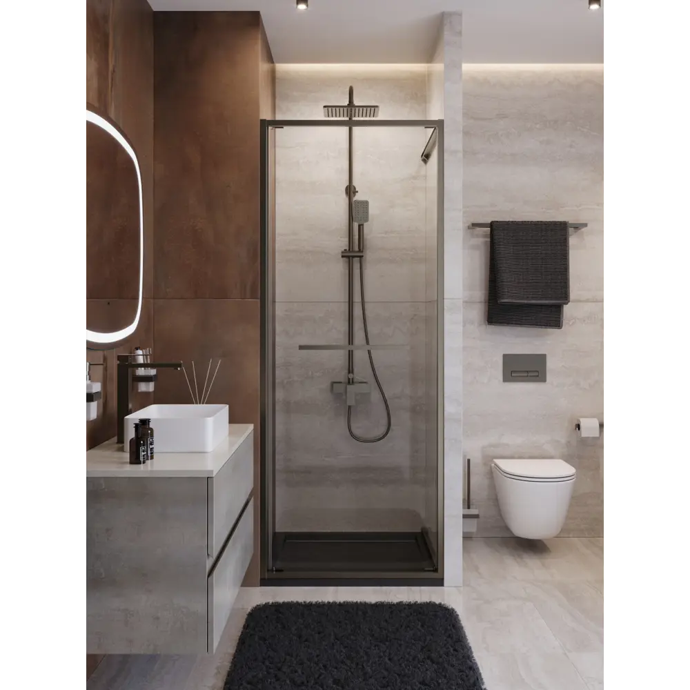 Фото Душевая дверь Cezares LUX-B-FS-1-90-C-GM 90см раздвижная стекло прозрачное Фото Душевая дверь Cezares LUX-B-FS-1-90-C-GM 90см раздвижная стекло прозрачное