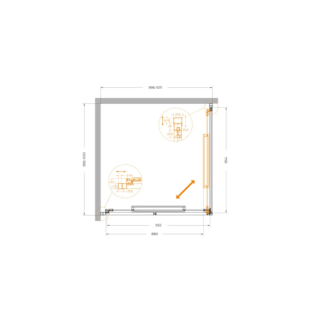 Фото 9 Душевой уголок Cezares LUX LUX-A-FS-1-100-C-GM квадратная 100x100см никелированный профиль эффект стекла прозрачный