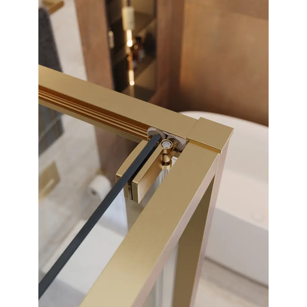 Фото 6 Душевой уголок Cezares LUX LUX-A-FS-1-90-C-BORO квадратная 90x90см золото профиль эффект стекла прозрачный