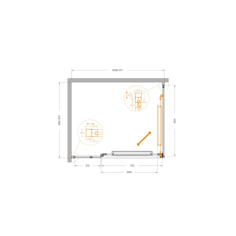 Фото 11 Душевой уголок Cezares LUX LUX-AH-FS-11-110/90-C-GM прямоугольная 110x90см никелированный профиль эффект стекла прозрачный