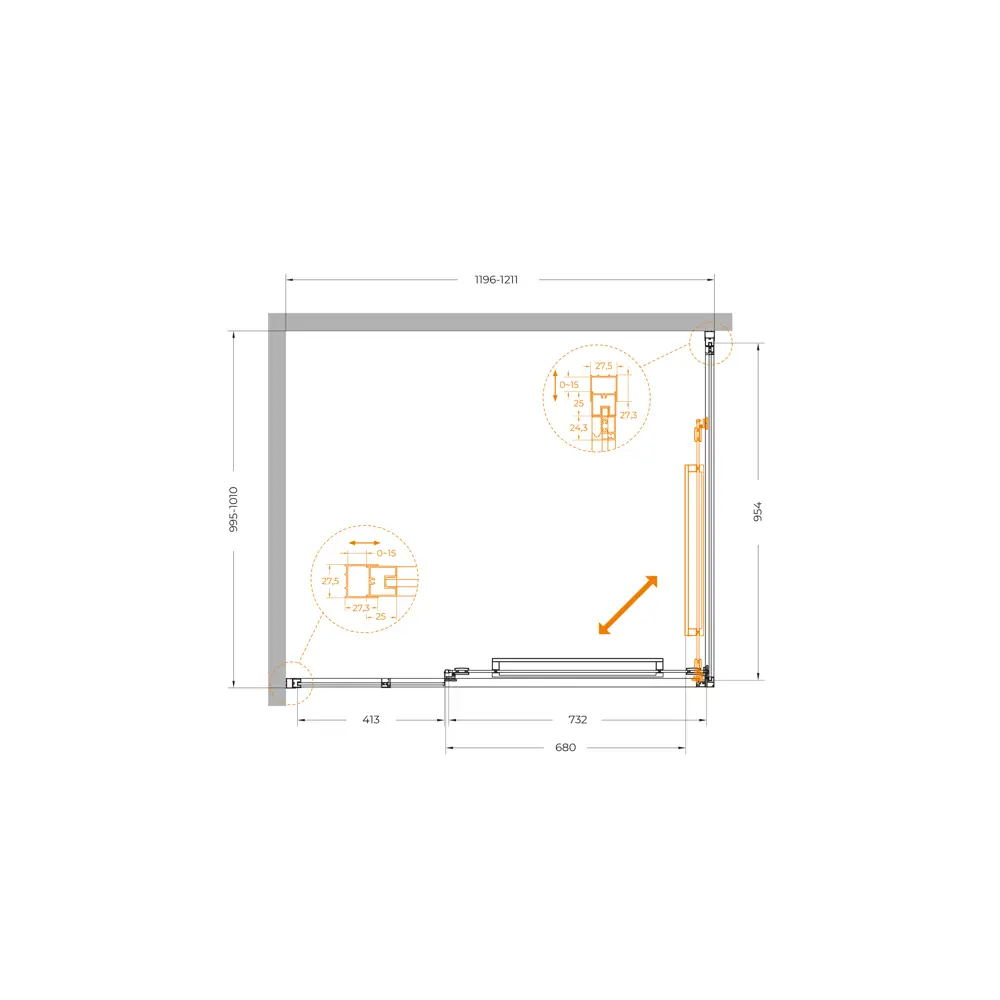 Фото 11 Душевой уголок Cezares LUX LUX-AH-FS-11-120/100-C-GM прямоугольная 120x100см никелированный профиль эффект стекла прозрачный