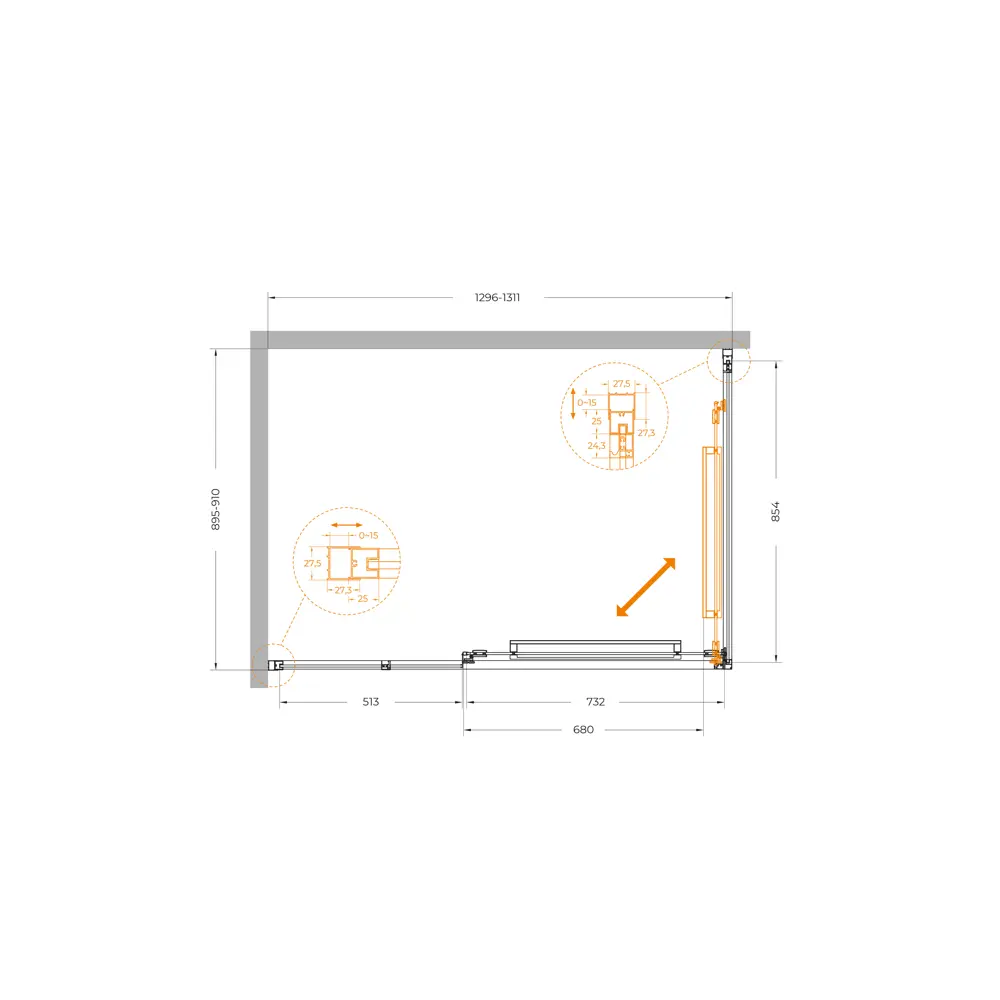 Фото 11 Душевой уголок Cezares LUX LUX-AH-FS-11-130/90-C-GM прямоугольная 130x90см никелированный профиль эффект стекла прозрачный