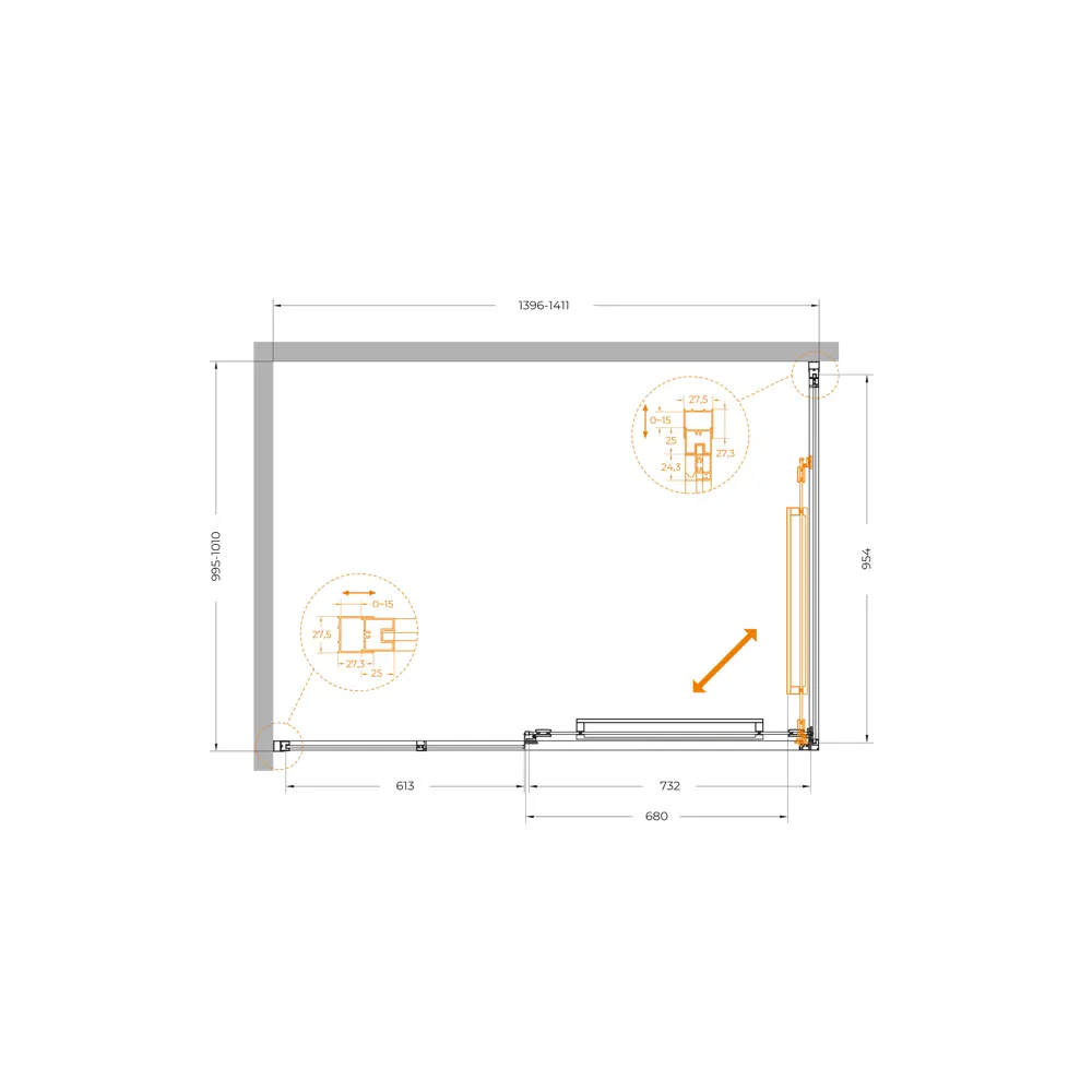 Фото 11 Душевой уголок Cezares LUX LUX-AH-FS-11-140/100-C-GM прямоугольная 140x100см никелированный профиль эффект стекла прозрачный