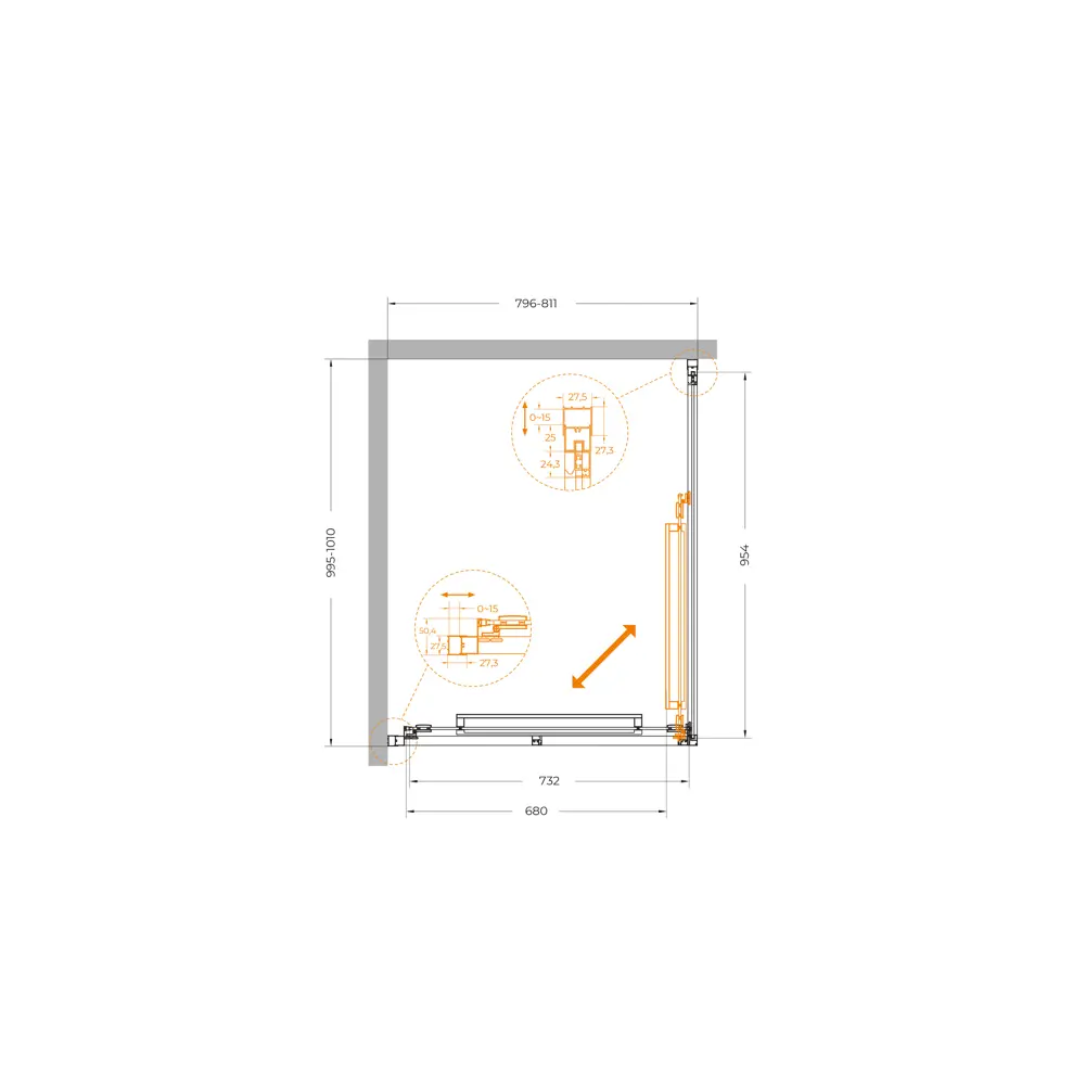 Фото 9 Душевой уголок Cezares LUX LUX-AH-FS-1-80/100-C-CR прямоугольная 80x100см хромированный профиль эффект стекла прозрачный