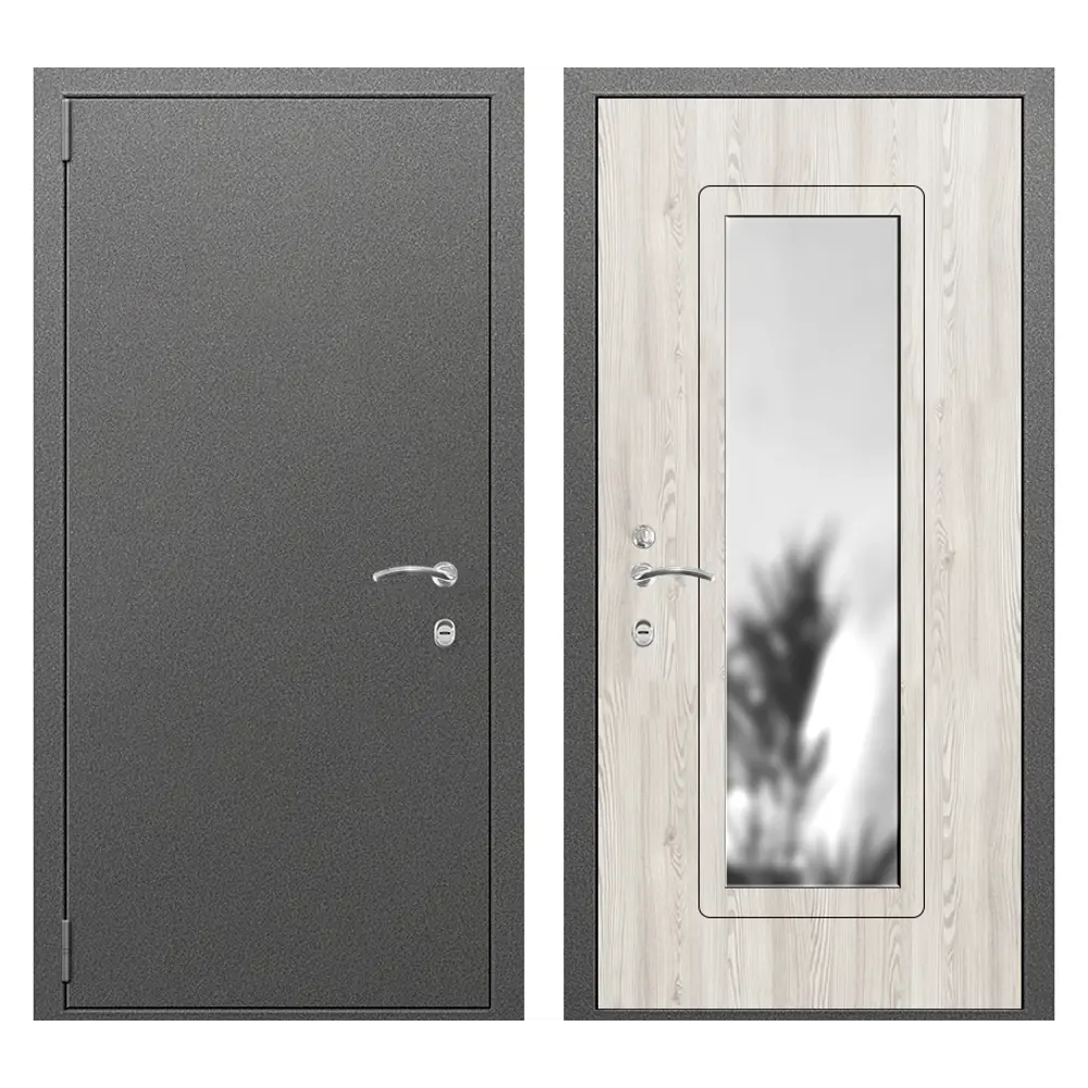 Фото Входная дверь Такт-тайм Термо Лайт 3 левый 200x90см цвет антик серый/лиственница сибиу с зеркалом