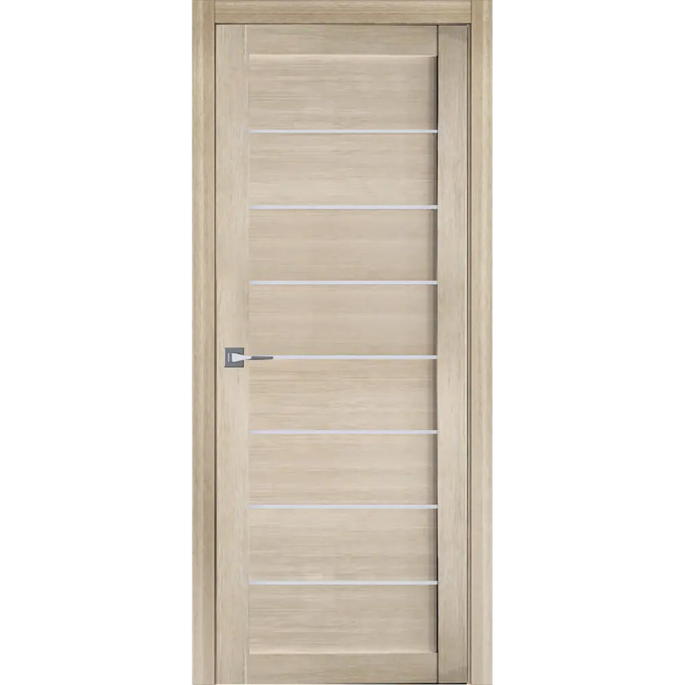 Фото 4 Комплект межкомнатной двери Uberture Модерн 10005 остеклённая 200x90см ПВХ цвет лиственница светлая с коробом и наличниками