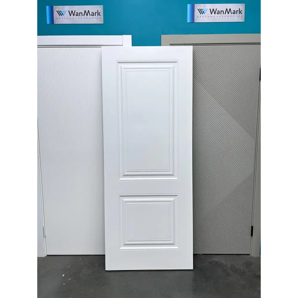 Фото 2 Комплект межкомнатной двери Wanmark Симпл-2 глухая 200x90см эмаль белый с коробом и наличниками