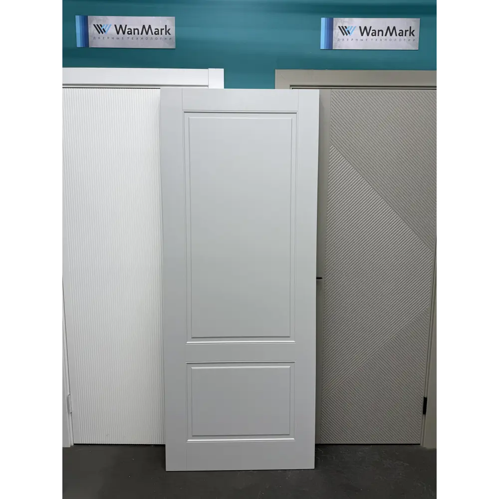 Фото 2 Комплект межкомнатной двери Wanmark Скай-2 глухая 200x60см эмаль RAL 7047 с коробом и наличниками