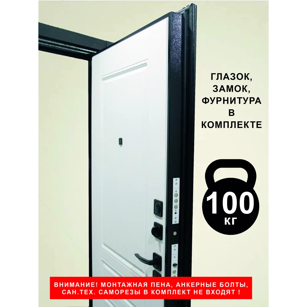 Фото 7 Входная дверь ЦСД Горизонт правый 205x96см цвет черный кварц/белый