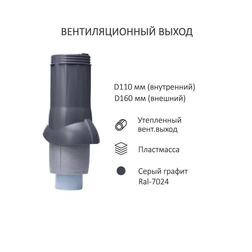 Фото 2 Комплект вентиляции с нанодефлектором Gervent для профнастила PROF-21 ⌀110/160мм RAL 7024 Фото 2 Комплект вентиляции с нанодефлектором Gervent для профнастила PROF-21 ⌀110/160мм RAL 7024