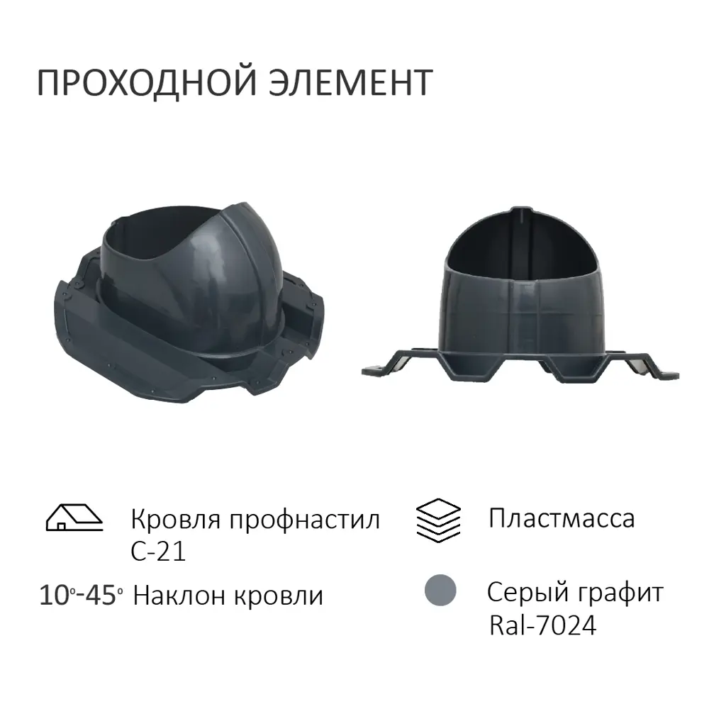 Фото 3 Комплект вентиляции с нанодефлектором Gervent для профнастила PROF-21 ⌀150/160мм RAL 7024 Фото 3 Комплект вентиляции с нанодефлектором Gervent для профнастила PROF-21 ⌀150/160мм RAL 7024