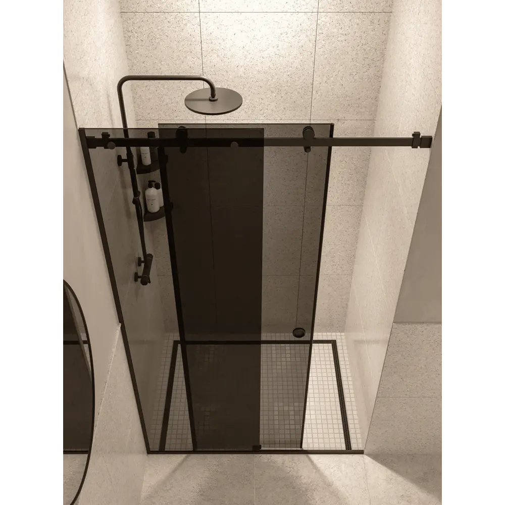 Фото 4 Душевая перегородка H.A.G Vision 1100 Grey BLC 110x200см черный профиль закалённое стекло 8мм Фото 4 Душевая перегородка H.A.G Vision 1100 Grey BLC 110x200см черный профиль закалённое стекло 8мм