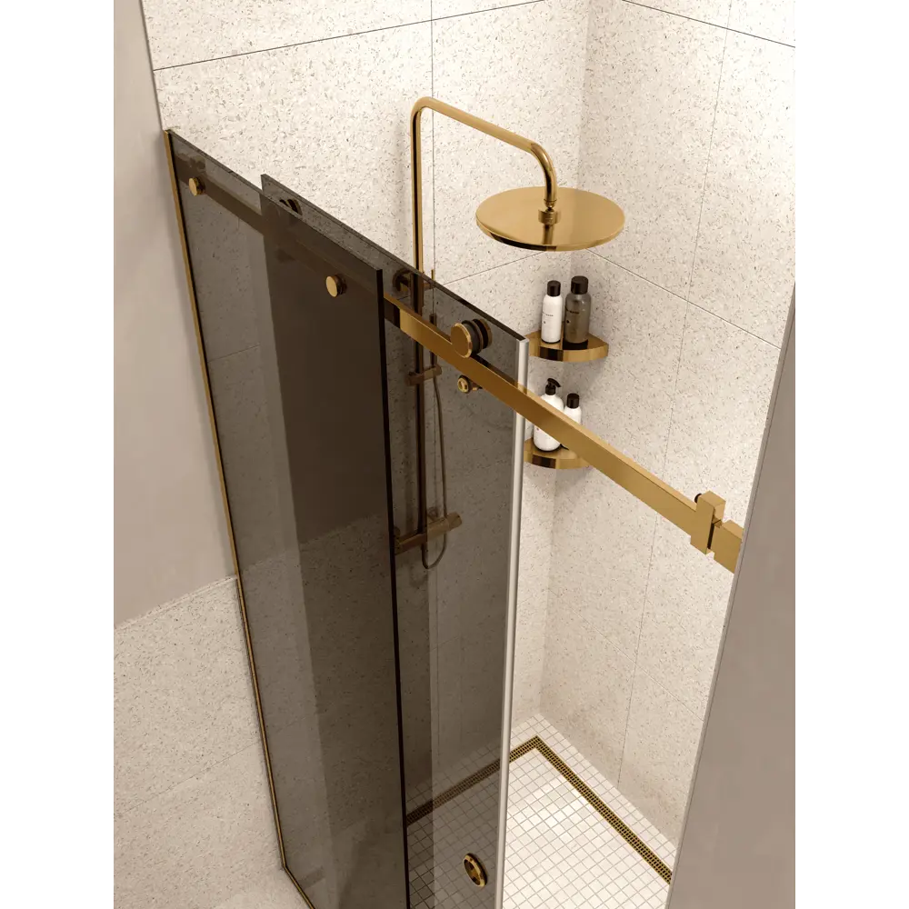 Фото 5 Душевая перегородка H.A.G Vision 1200 Grey Gold 120x200см золотой профиль закалённое стекло 8мм Фото 5 Душевая перегородка H.A.G Vision 1200 Grey Gold 120x200см золотой профиль закалённое стекло 8мм