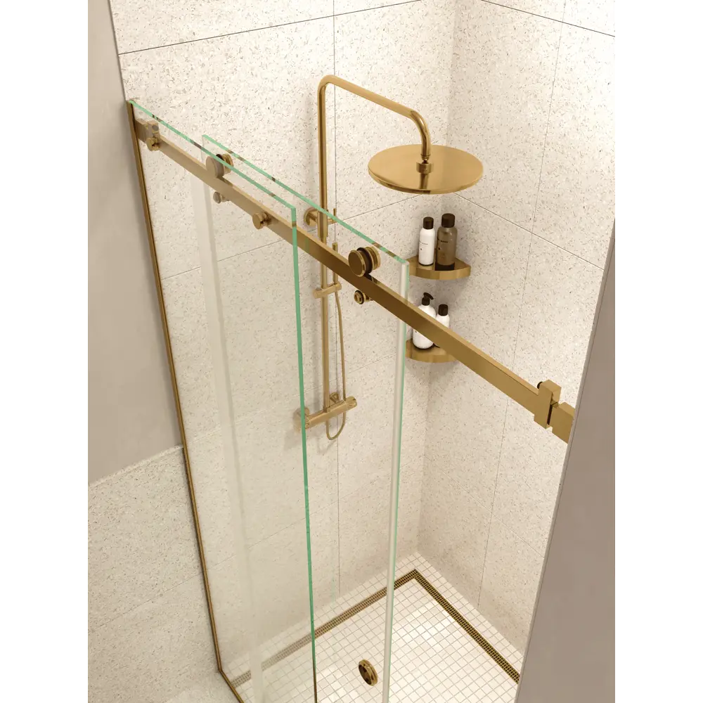 Фото 5 Душевая перегородка H.A.G Vision 1300 Gold 130x200см золотой профиль закалённое стекло 8мм Фото 5 Душевая перегородка H.A.G Vision 1300 Gold 130x200см золотой профиль закалённое стекло 8мм