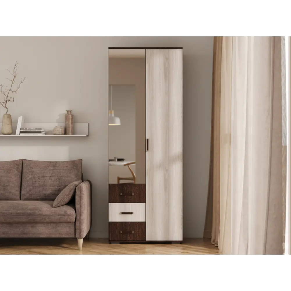 Фото 3 Шкаф распашной Bts 180033 80x212x47 см ЛДСП цвет венге/ясень белый Фото 3 Шкаф распашной Bts 180033 80x212x47 см ЛДСП цвет венге/ясень белый