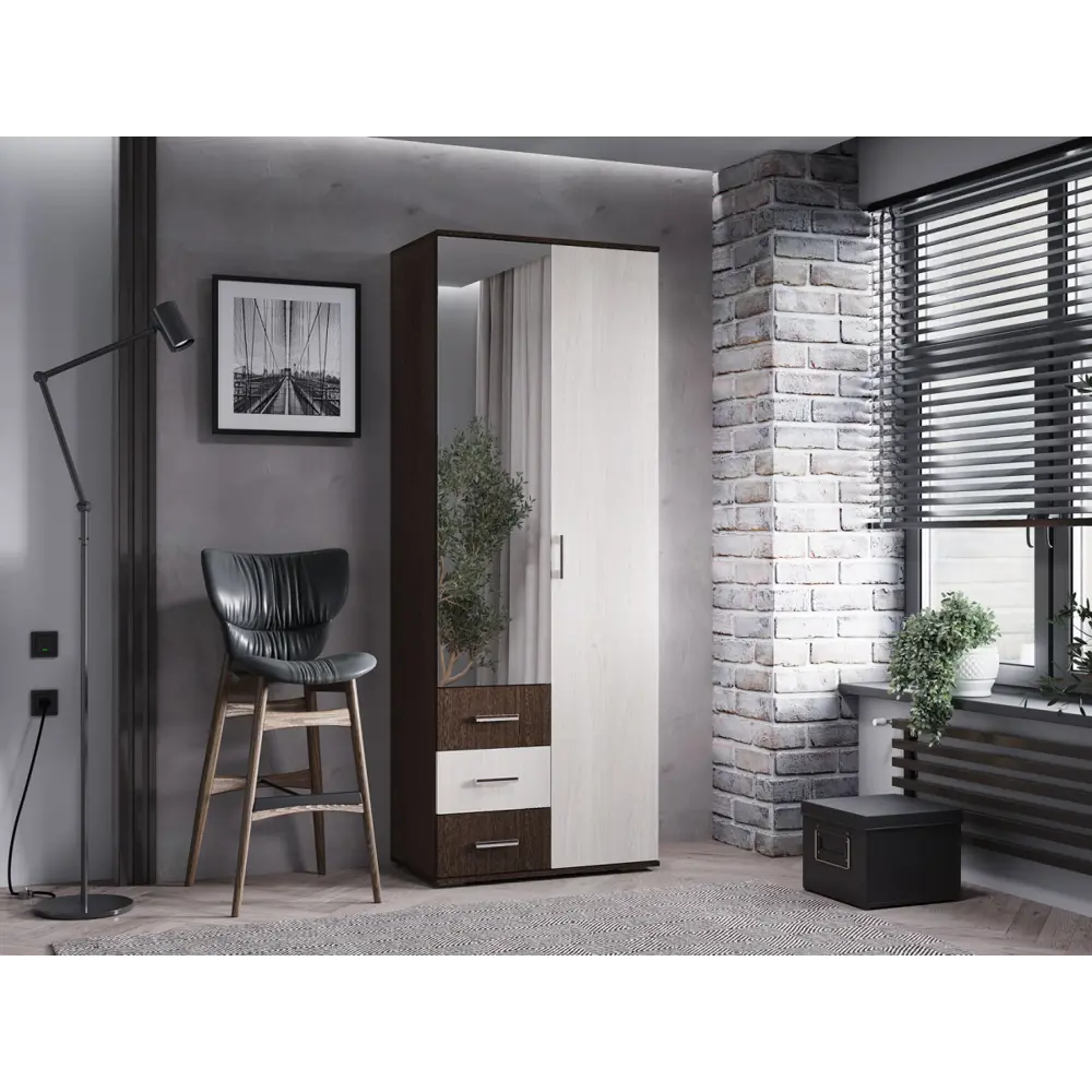 Фото 5 Шкаф распашной Bts 180033 80x212x47 см ЛДСП цвет венге/ясень белый Фото 5 Шкаф распашной Bts 180033 80x212x47 см ЛДСП цвет венге/ясень белый