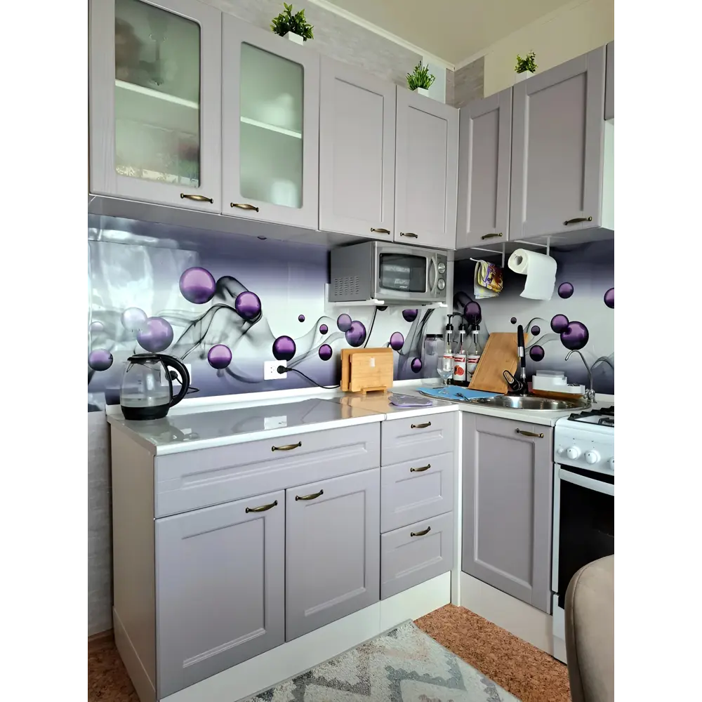 Фото 6 Навесной шкаф Нева 30x67x30 см фасад МДФ цвет лаванда Фото 6 Навесной шкаф Нева 30x67x30 см фасад МДФ цвет лаванда