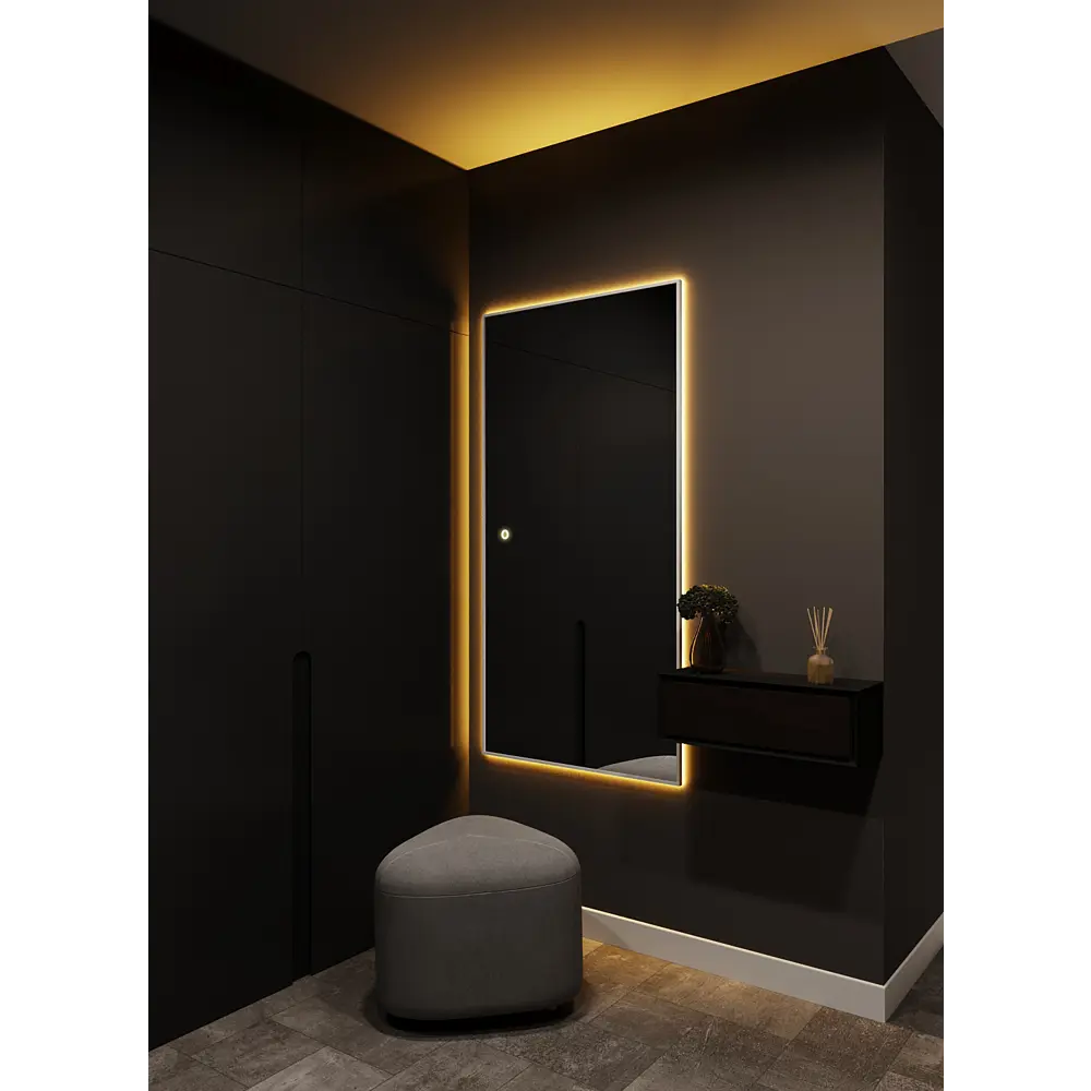 Фото 8 Зеркало с подсветкой настенное One Mirror 190х80см сенсорное в алюминиевой раме цвет серебро Фото 8 Зеркало с подсветкой настенное One Mirror 190х80см сенсорное в алюминиевой раме цвет серебро