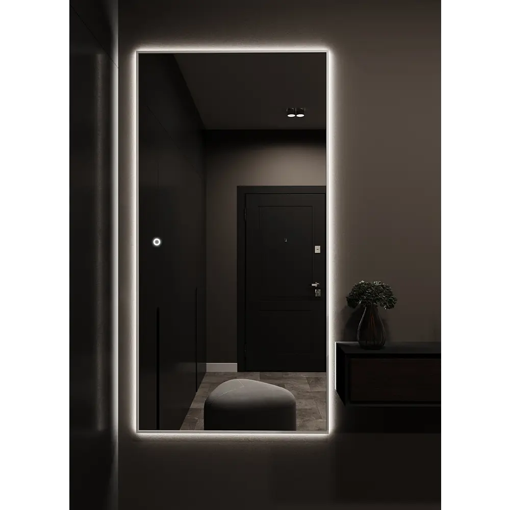 Фото 2 Зеркало с подсветкой настенное One Mirror 190х80см сенсорное в алюминиевой раме цвет серебро Фото 2 Зеркало с подсветкой настенное One Mirror 190х80см сенсорное в алюминиевой раме цвет серебро